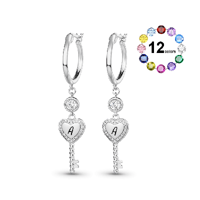 Heart Key Hoop Earrings