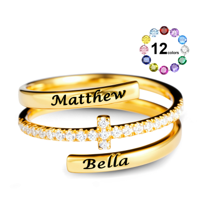 Engraving Names Cross Ring