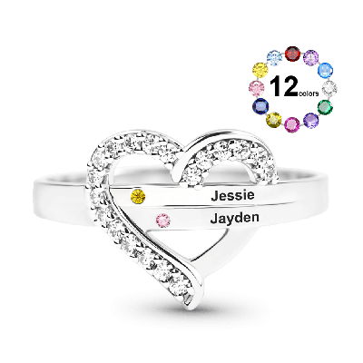 Personalized Birthstone Heart Ring