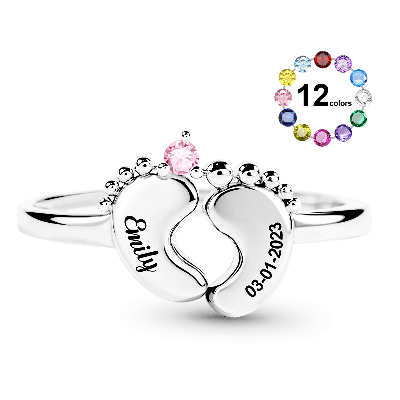 Baby Footprint Name Ring