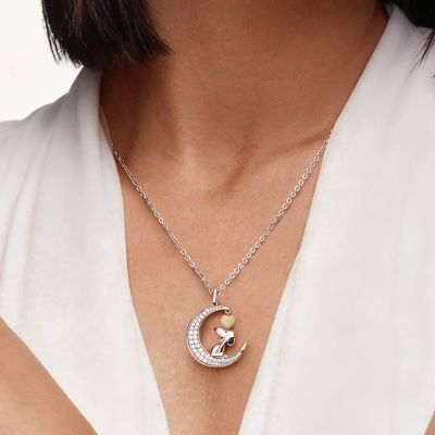 Snoopy Moon Glowing Heart Necklace
