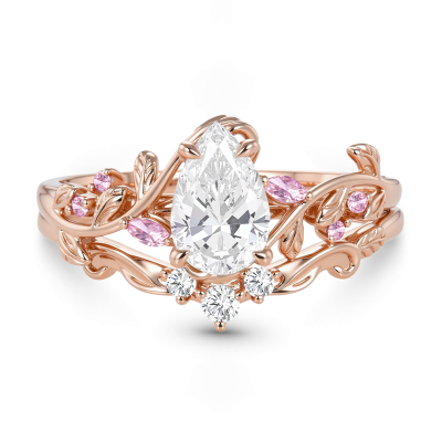 Leaf Pear-Cut Ring Set