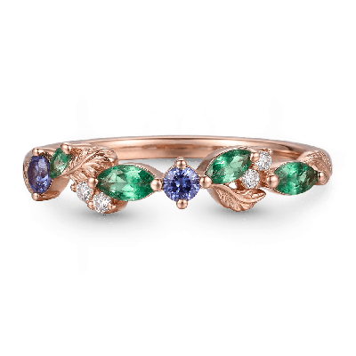 Leaf Branch Marquise-Cut Ring