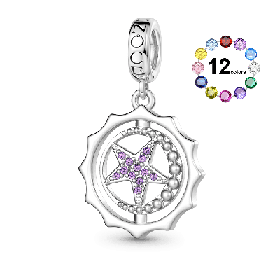 Rotatable Star Birthstone Pendant
