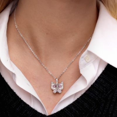 Openable Butterfly Heart Engravable Pendant