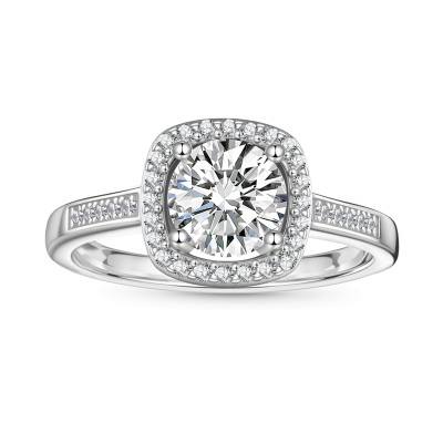 Classic Halo VVS Moissanite Engagement Ring