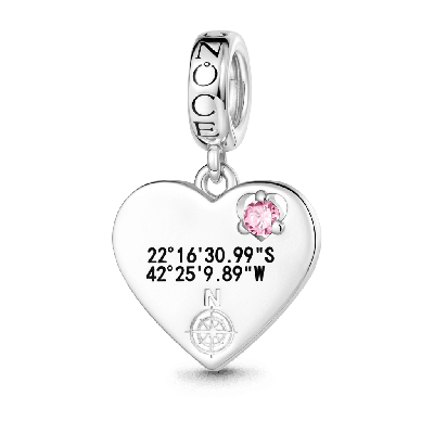 Heart GPS Coordinate Charm