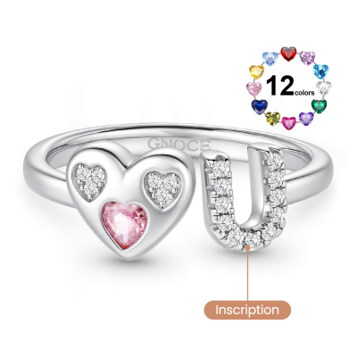 Customized Initial Birthstone Ring