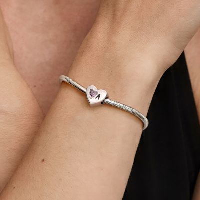 Heart Initial Birthstone Charm