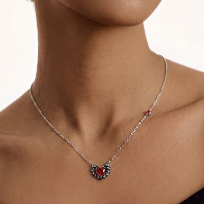 Bat Wings & Heart Necklace